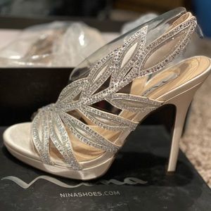 Cream Nina Heel with leaves size 9 worn once